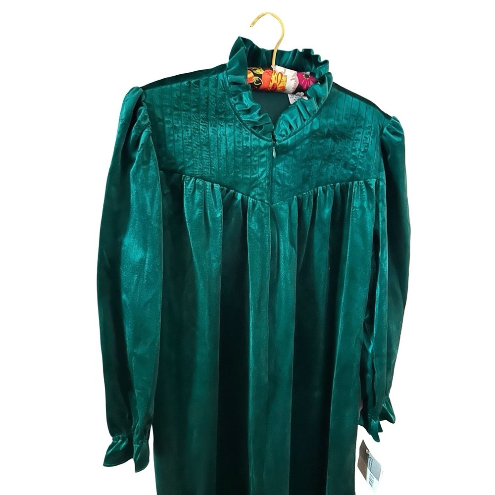 NWT NOS Size M Vintage Appel Emerald Green Housecoat Robe Zip Front Grannycore